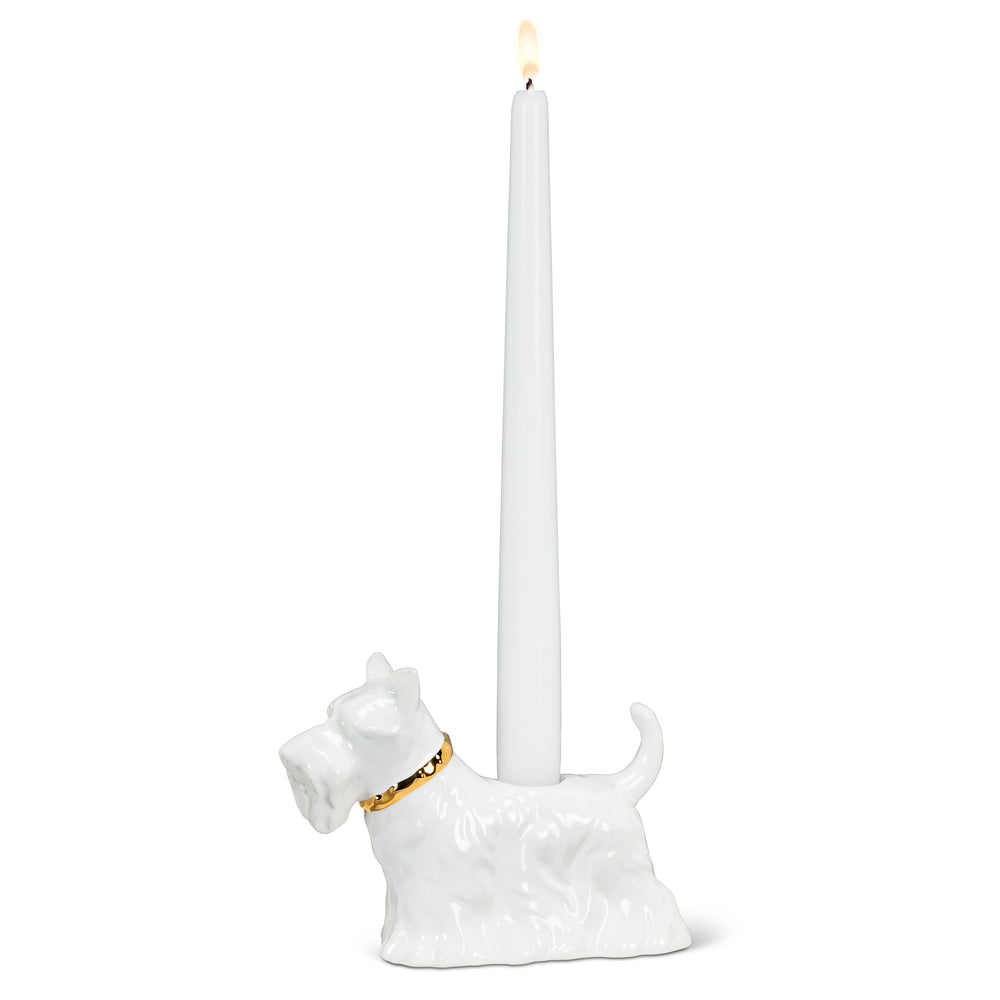 Porte-bougie - Chien blanc