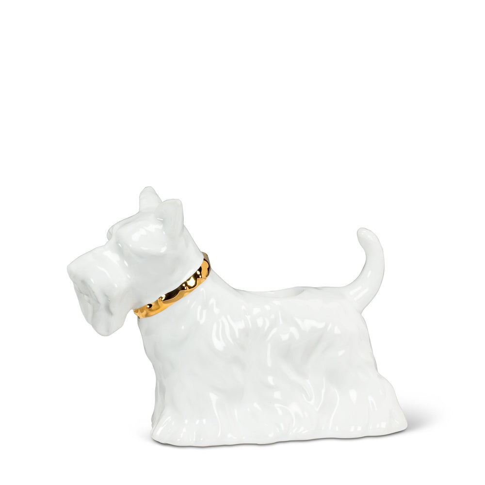 Porte-bougie - Chien blanc