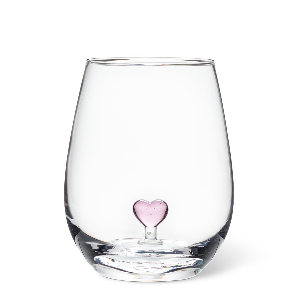 Verre sans pied - Coeur rose 3D