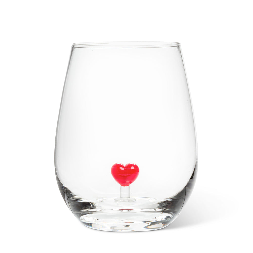 Verre sans pied - Coeur rouge 3D
