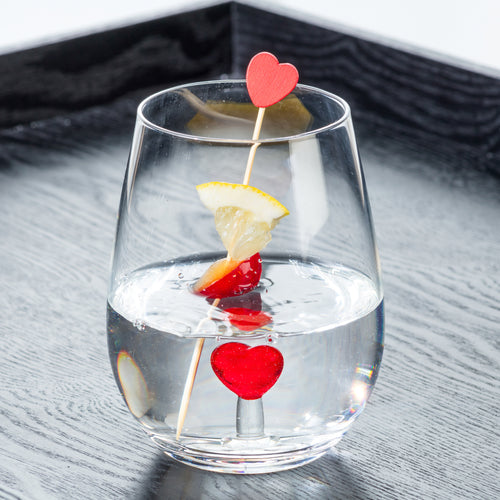 Verre sans pied - Coeur rouge 3D