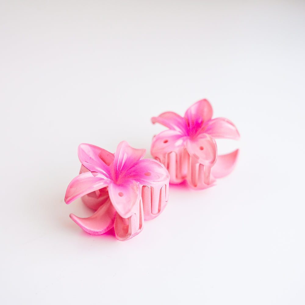 2 pinces à cheveux - Fleurs roses