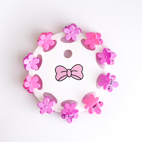Mini pinces à cheveux - Fleurs roses
