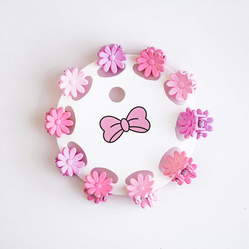 Mini pinces à cheveux - Fleurs roses pastels