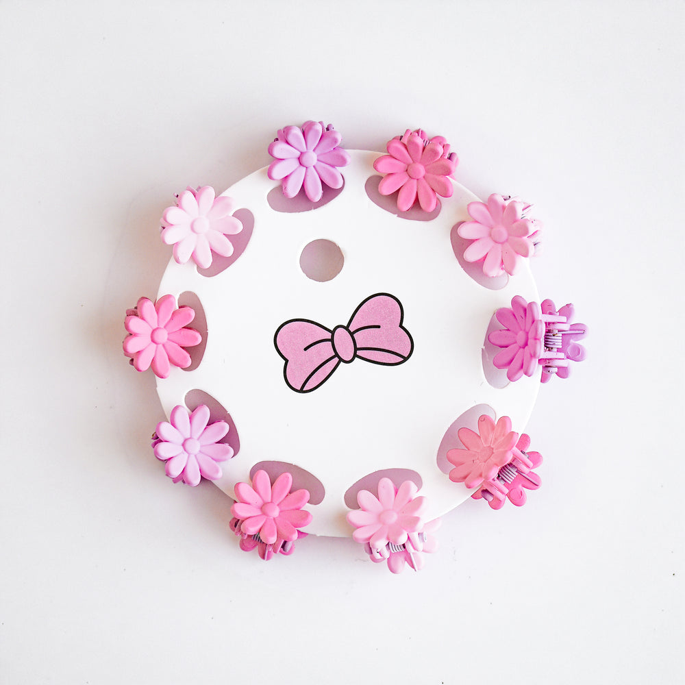 Mini pinces à cheveux - Fleurs roses pastels