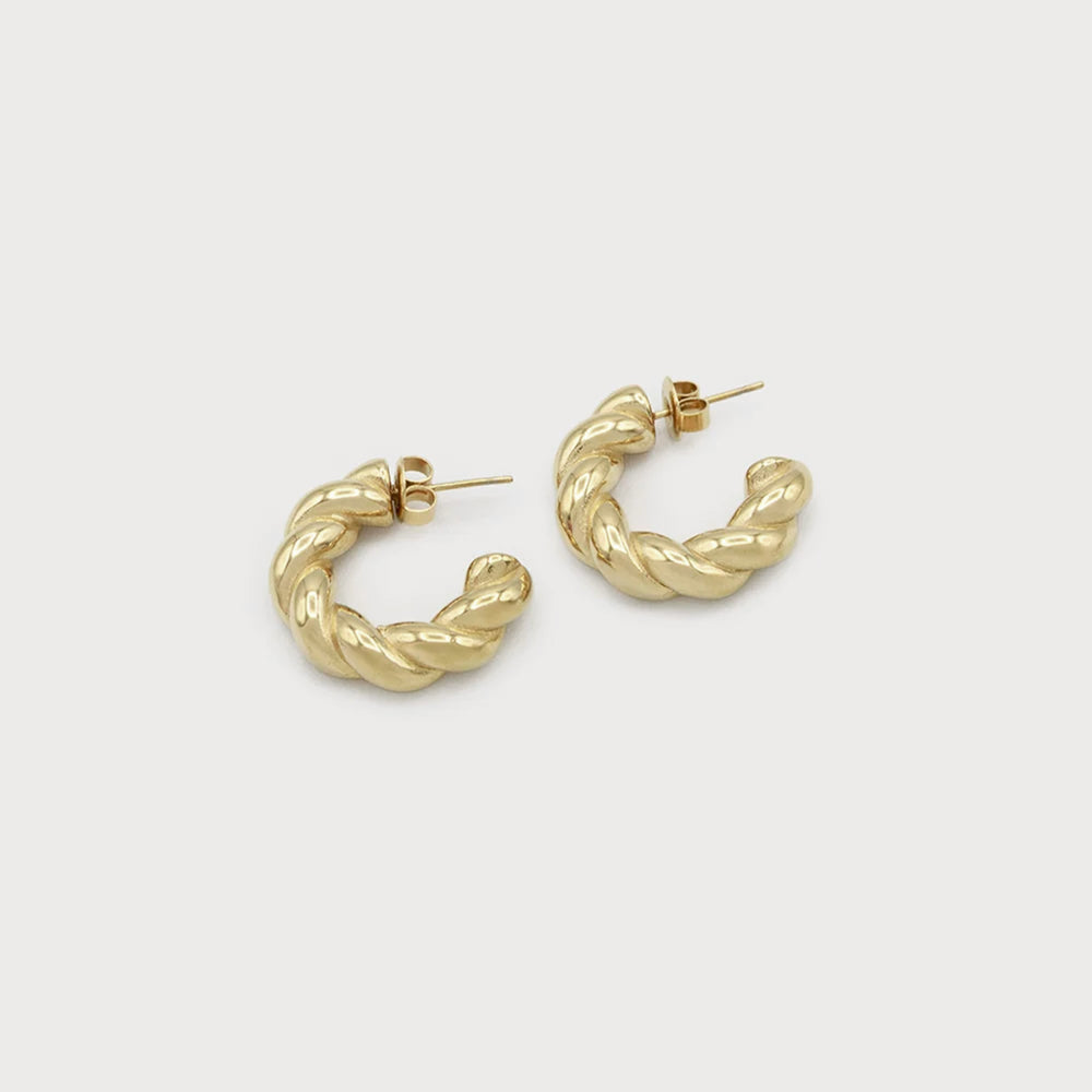 Boucles d’oreilles dorés - Anneaux torsadés