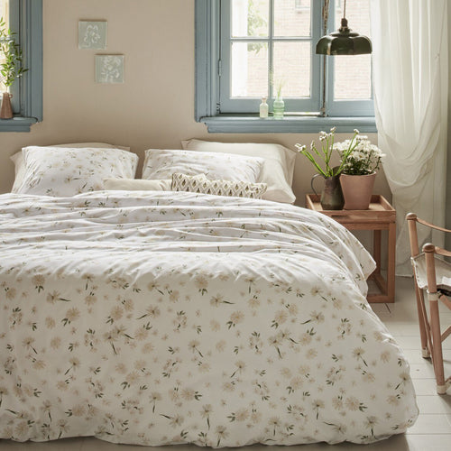 Housse de couette blanche fleurie Camomille