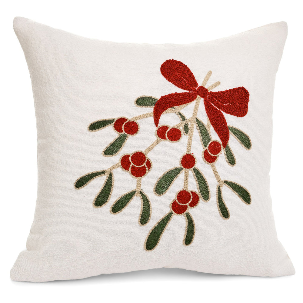 Coussin décoratif brodé – Feuillage et boucle