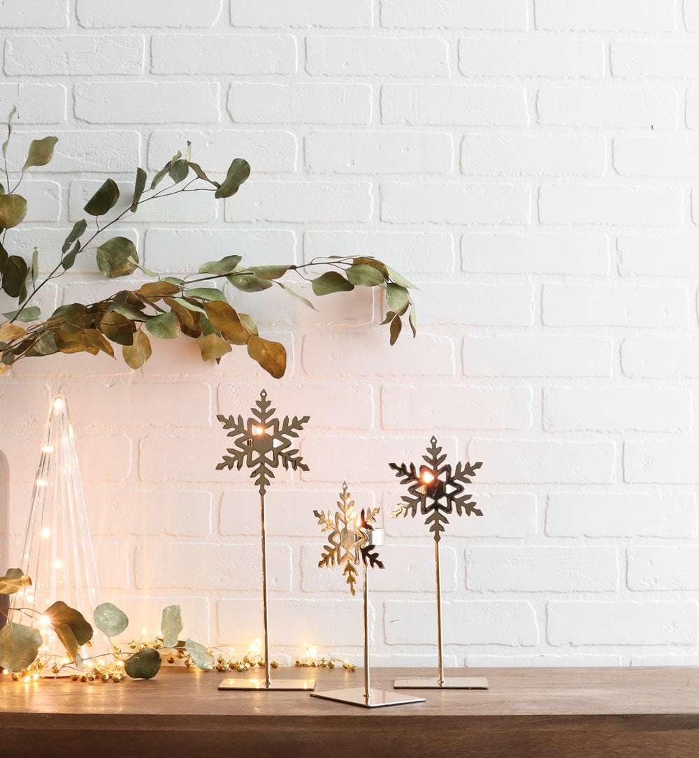 Tealight holder - Gold snowflake