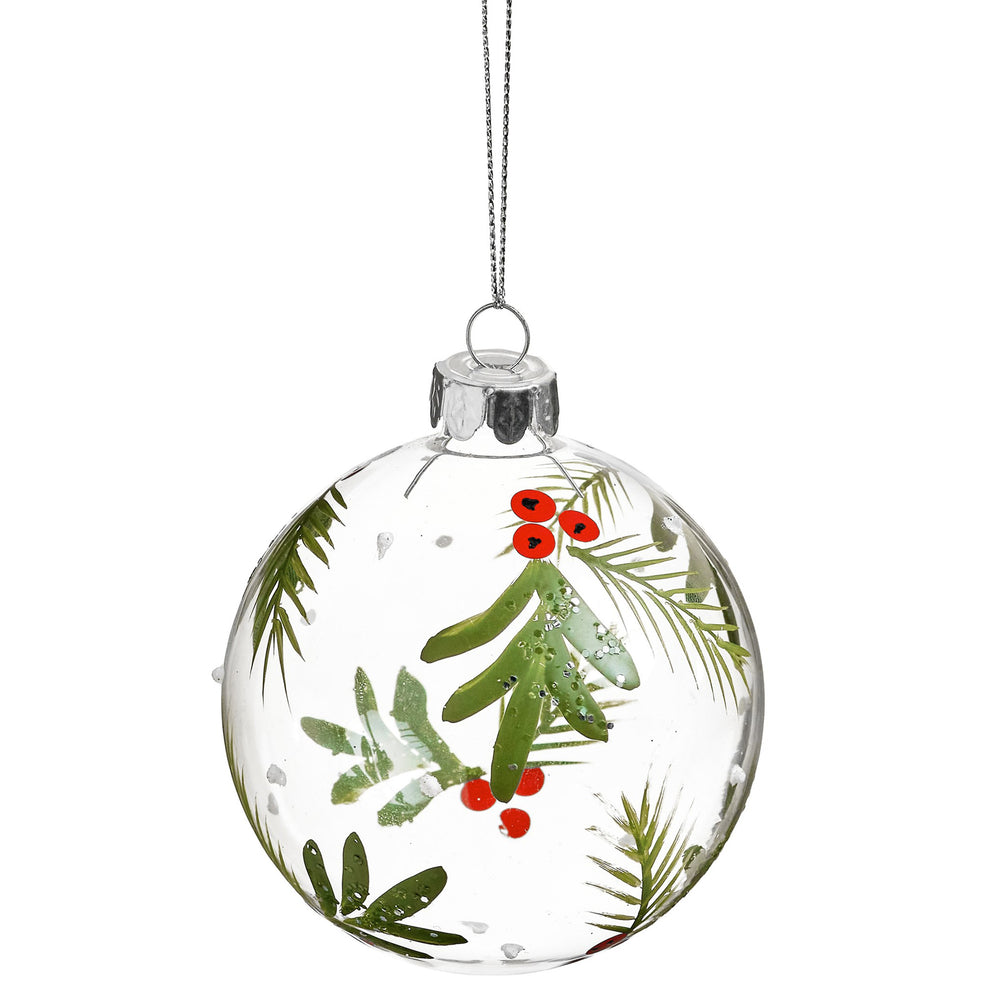 Glass Christmas ball - Mistletoe leaf