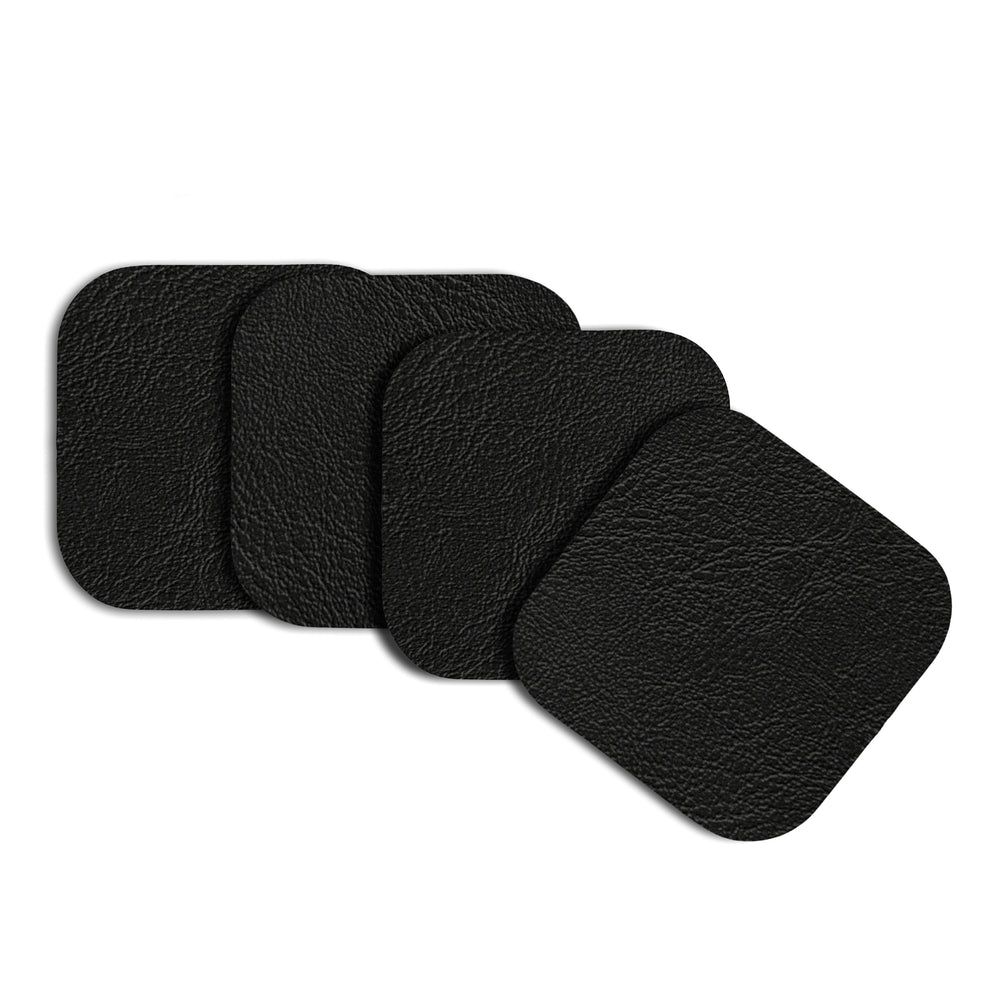 Black coasters set - Faux leather