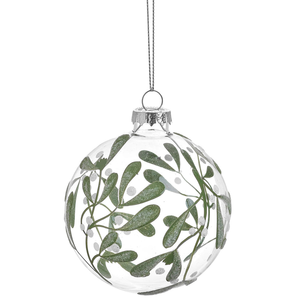 Boule de Noël en verre - Feuillage vert