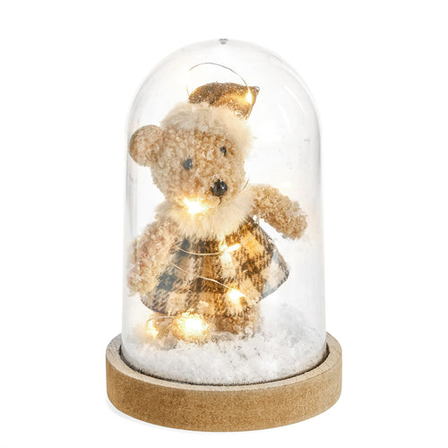 Cloche en verre illuminée - Ourson