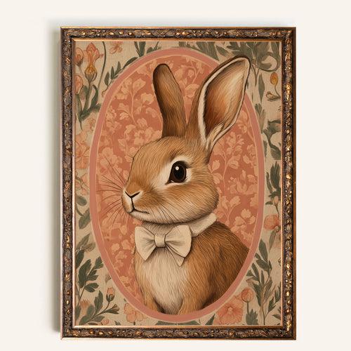 Toile vintage - Lapin élégant