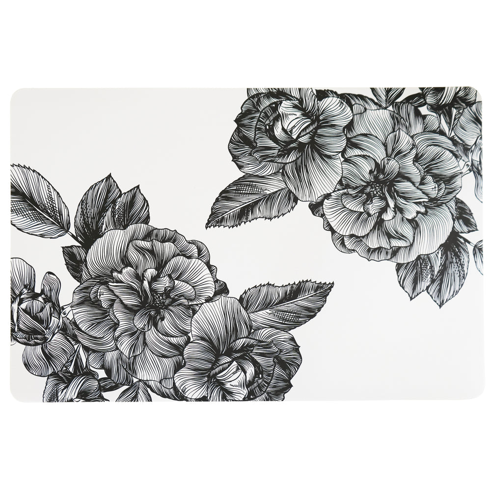 Napperon blanc - Fleurs imprimés