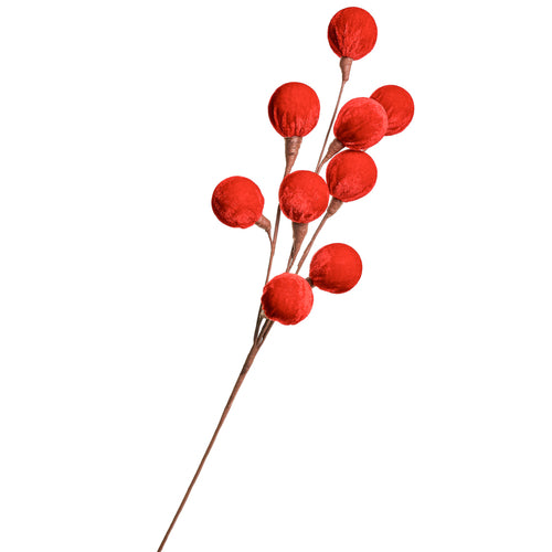 Tige de boules rouges en velours