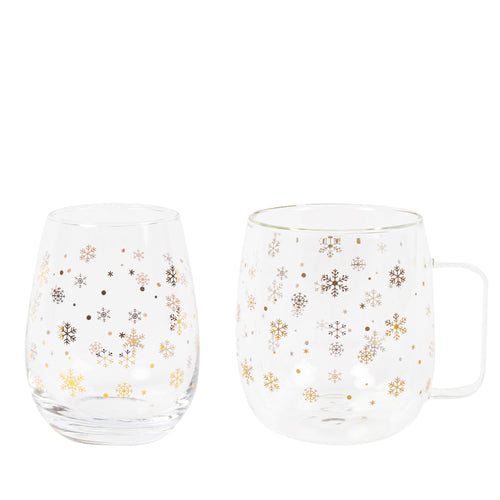 Duo of glasses - Gold flakes