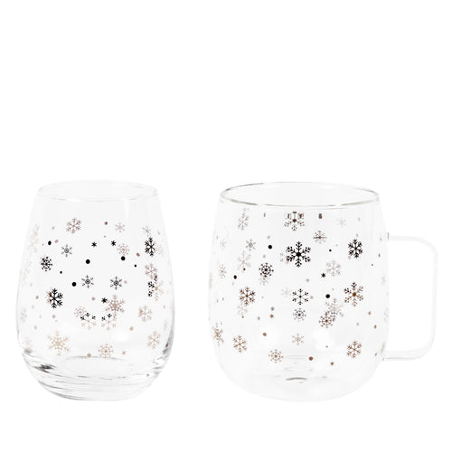 Duo of glasses - Silver flakes