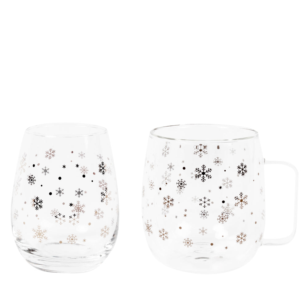 Duo of glasses - Silver flakes