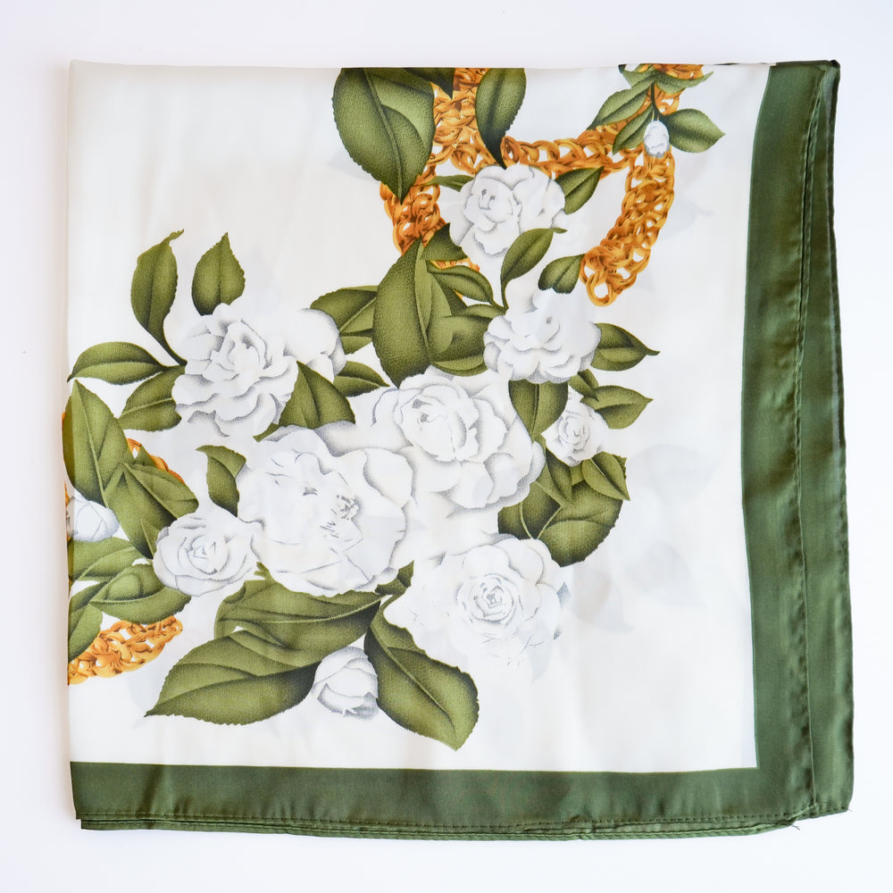 Foulard carré en satin – Vert