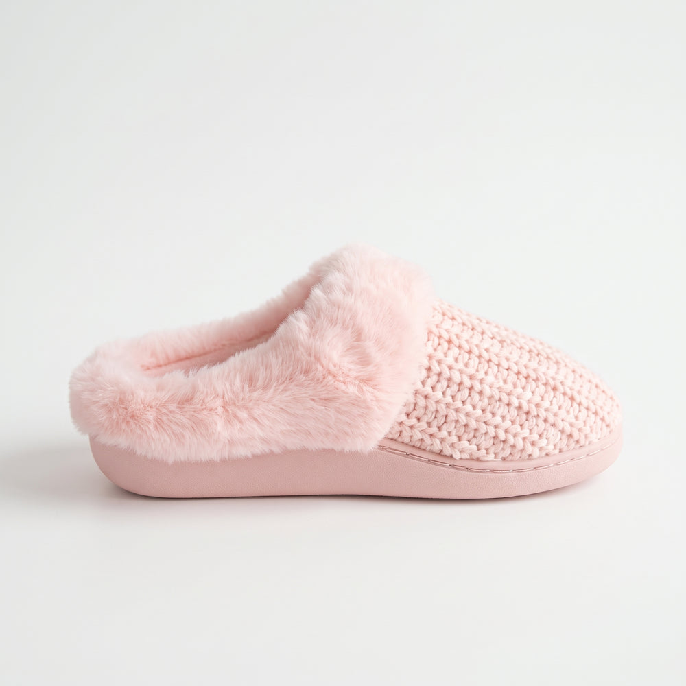 Closed slipper with fur - Pink