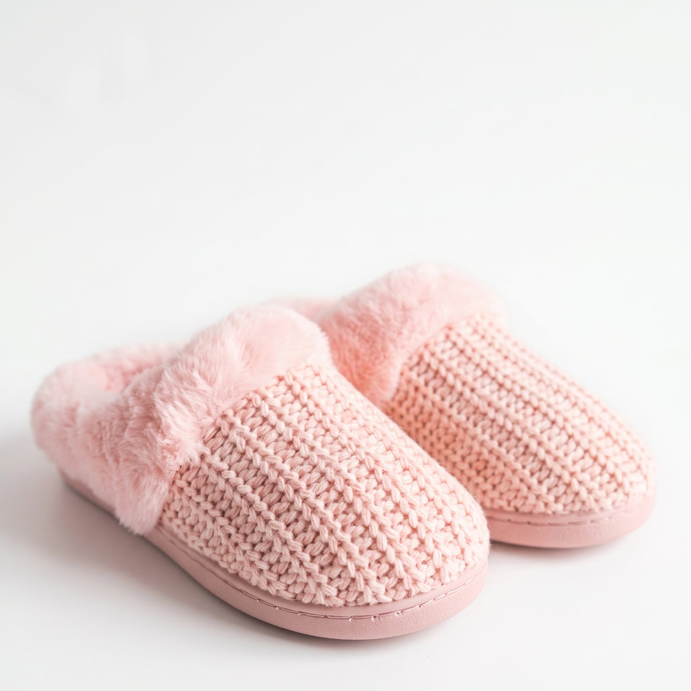 Closed slipper with fur - Pink