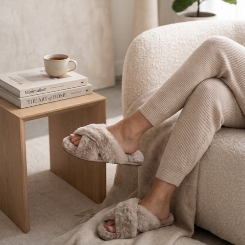 Crossed Slipper - Taupe