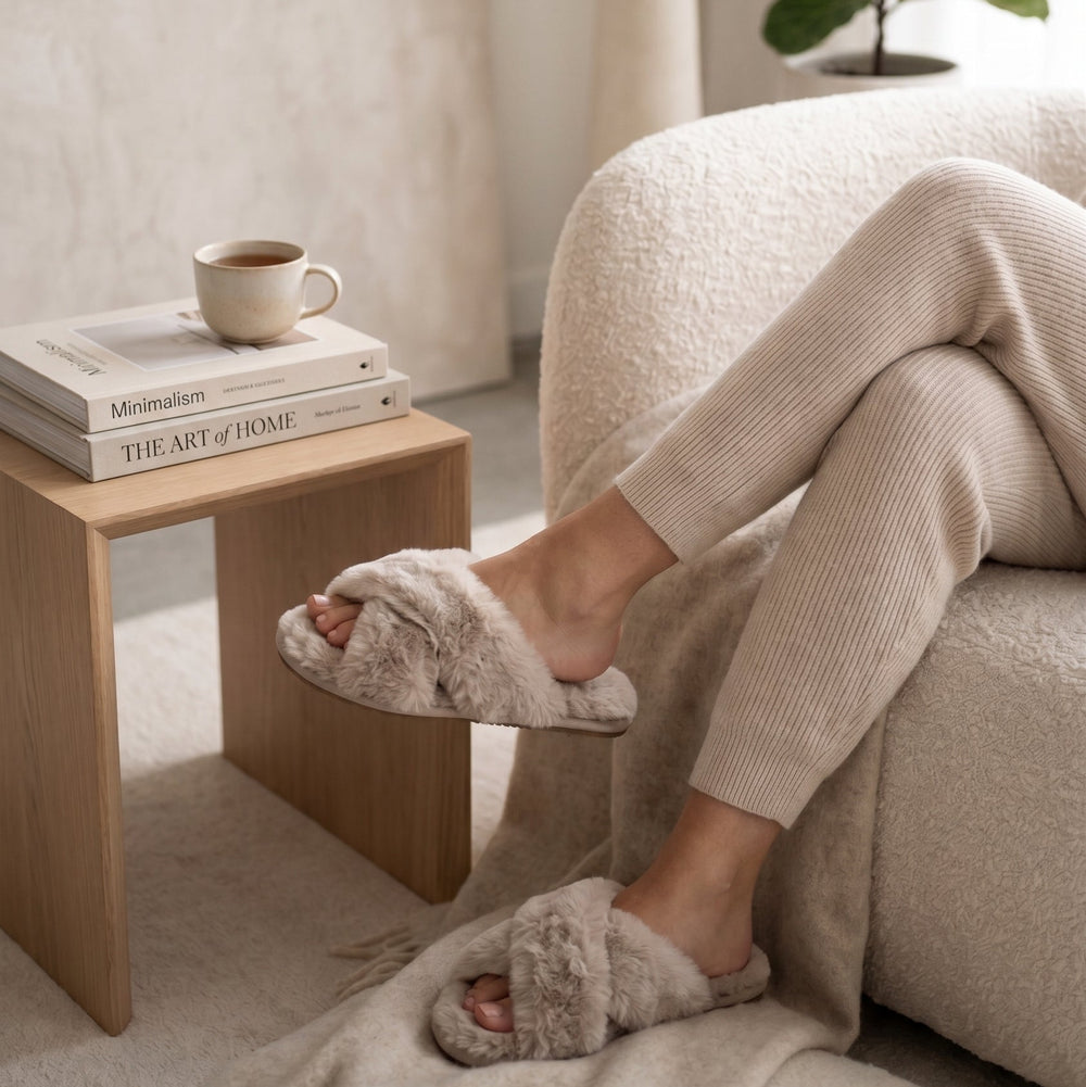 Crossed Slipper - Taupe