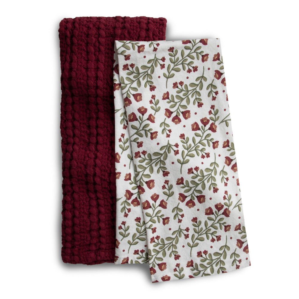 Set of 2 Dish Towels - Rustic Floral