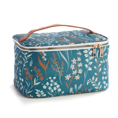 Boîte à lunch fleurie - Bleue||Floral lunch box - Blue