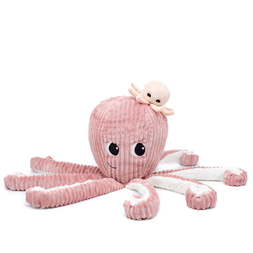 Peluche maman-bébé - Filou la pieuvre rose