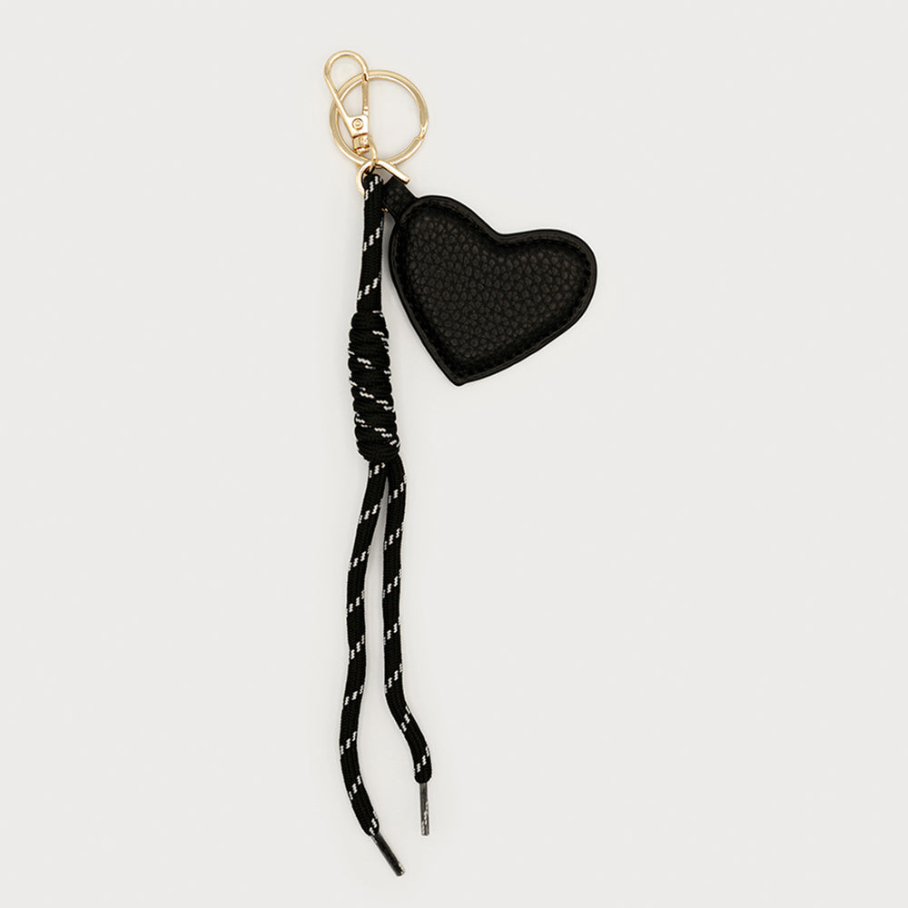 Porte-clé or - Corde & coeur noirs