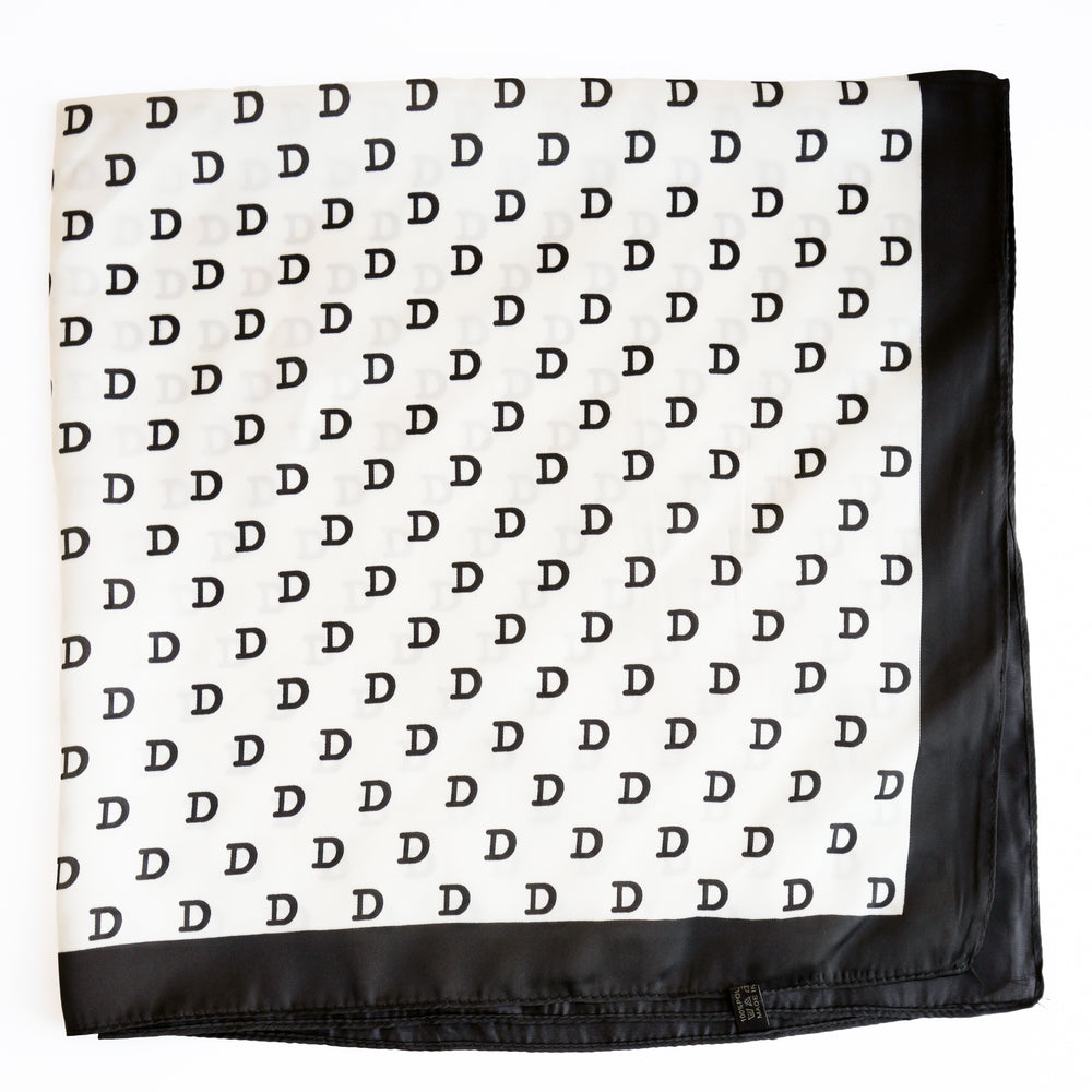 Foulard carré en satin - Noir & blanc