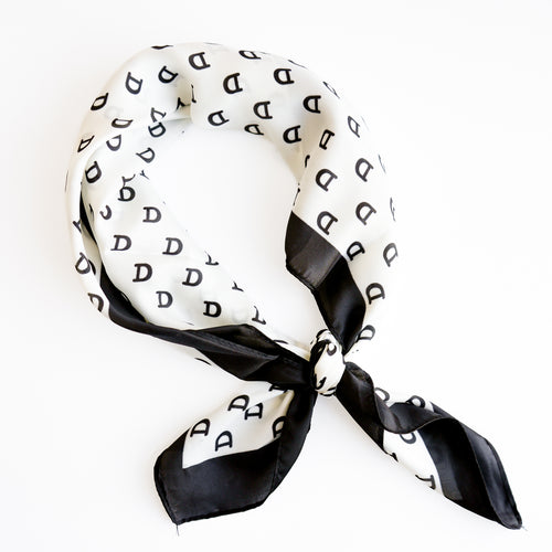 Foulard carré en satin - Noir & blanc