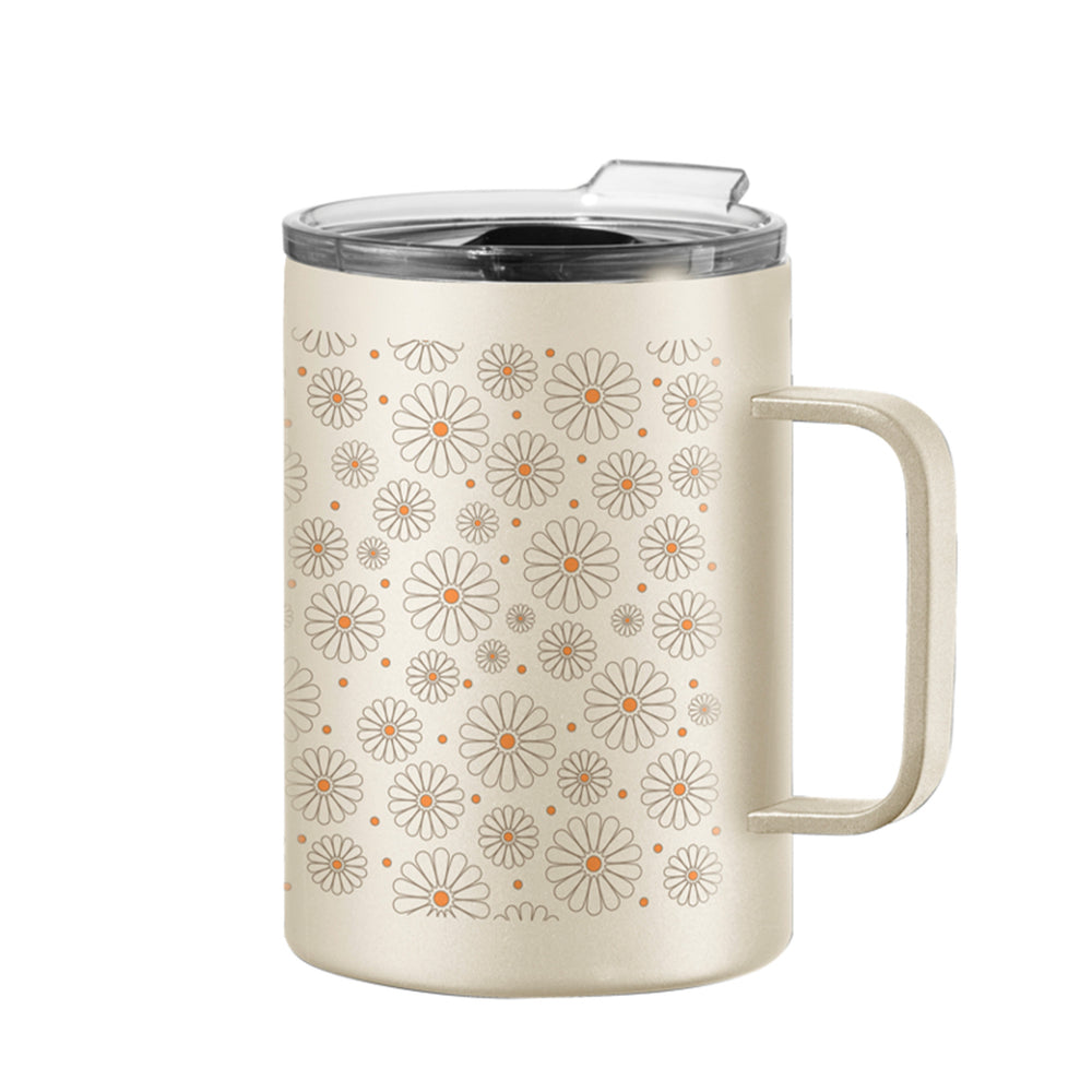 Beige insulated mug - Daisy