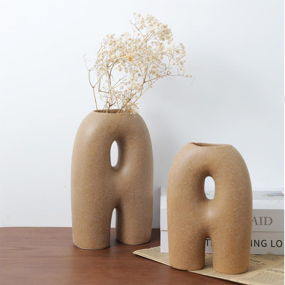 Vase en céramique brun - Forme de H