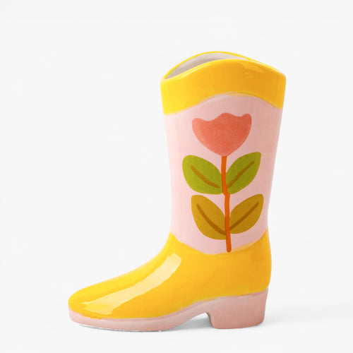 Cowboy boot vase - Yellow