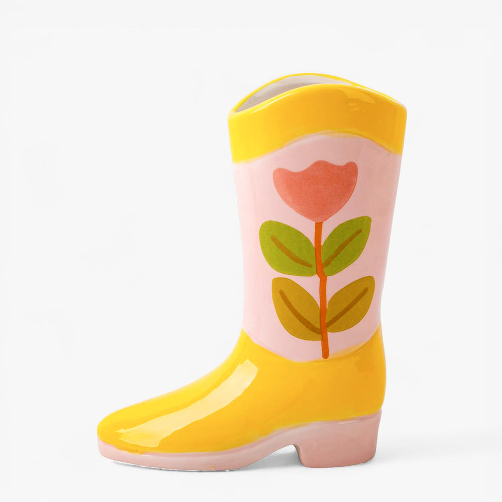 Cowboy boot vase - Yellow