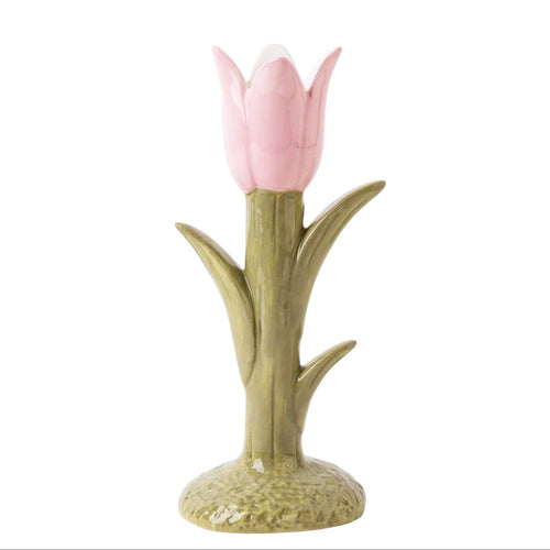 Candle holder - Pink tulips
