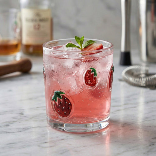 Glass with patterns - Strawberries