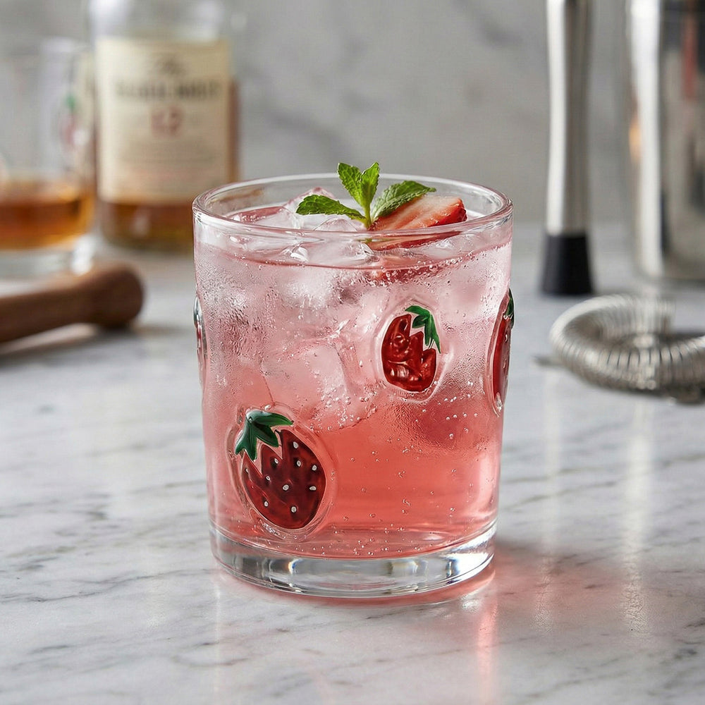 Glass with patterns - Strawberries