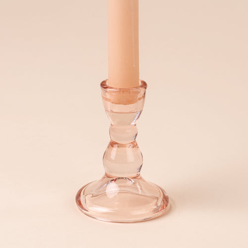 Small pink glass candle holder - Callista