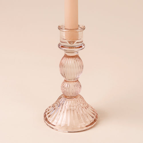 Pink glass candle holder - Callista