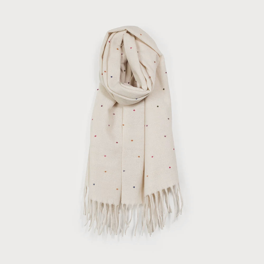 Foulard ivoire - Pois multicolores