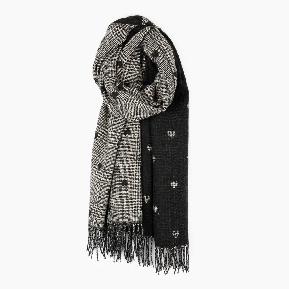 Heart scarf - Black & gray