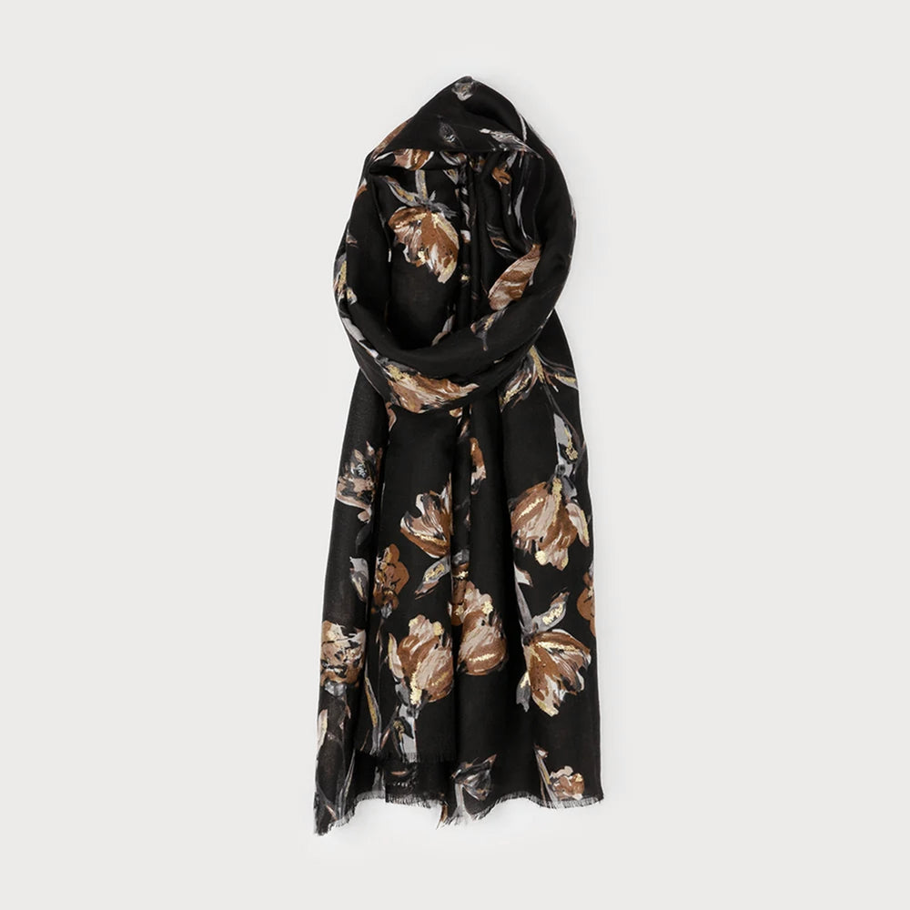 Foulard noir - Fleurs & Lurex
