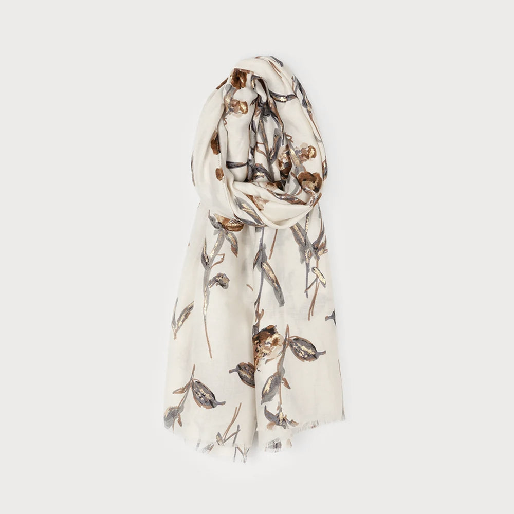 Foulard ivoire - Fleurs & Lurex