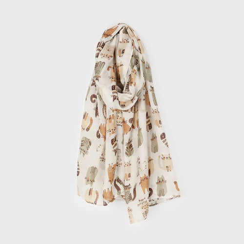 Beige scarf - Cats