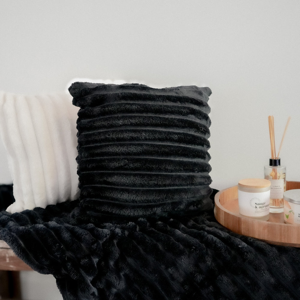Coussin côtelé - Noir