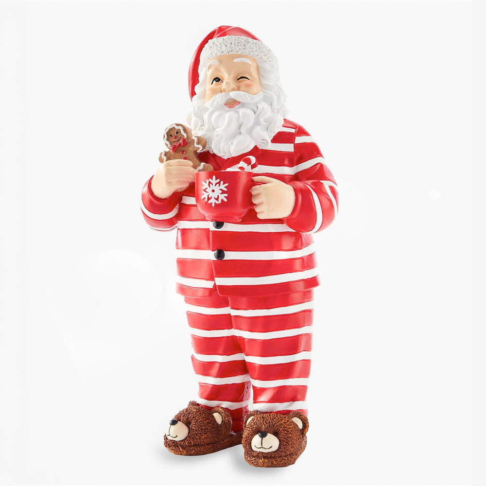 Santa Claus in red and white pajamas